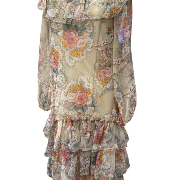 Vintage 1970s Rona New York Sheer Floral Tiered Maxi Dress – Bohemian Prairie Co - Picture 5 of 8